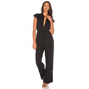 SPLENDID Women's Black Belted Frayed Piqué-gauze Jumpsuit Size Medium (M)